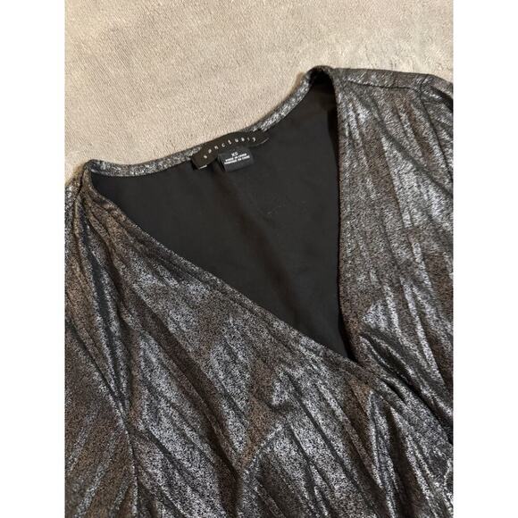 NWOT Sanctuary It's Party Time Faux Wrap Mini Dress Size Extra Small Black Shine - Picture 3 of 10